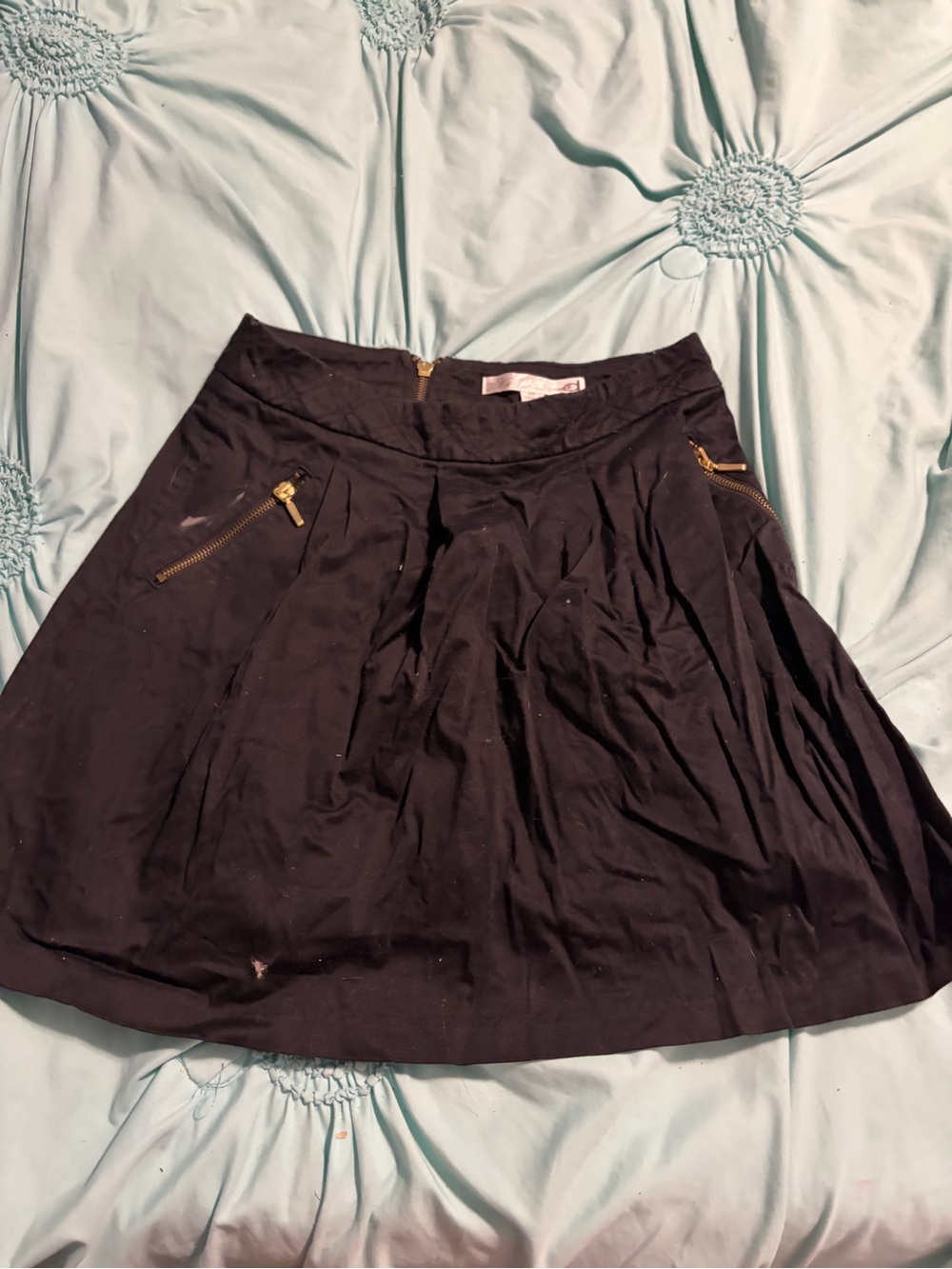 Dynamite Black Skater Skirt with Gold Zipper Accents